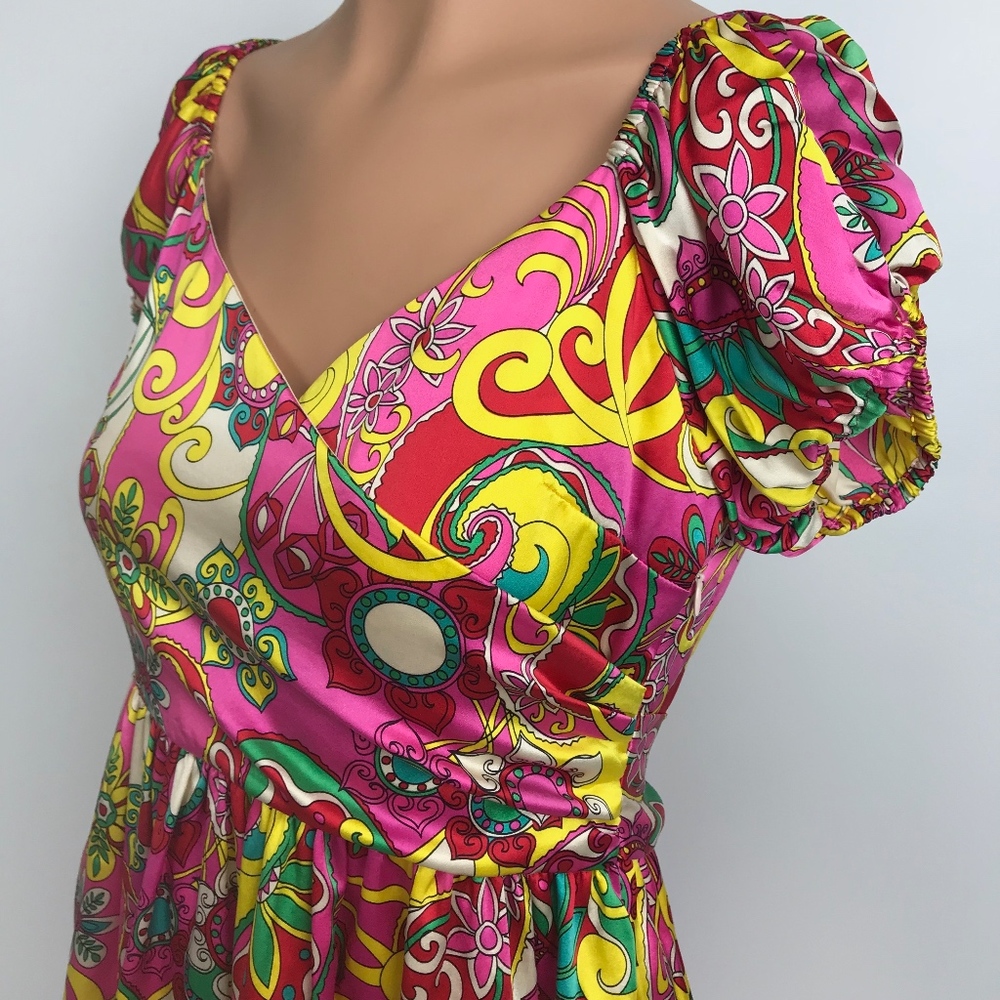 Betsey Johnson size 6 Pink Paisley Satin Dress